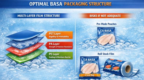 Bao Bì Cá Basa Đông Lạnh – Chống Ẩm, Giữ Form, Bảo Quản Xuất Khẩu Cấu trúc bao bì cá basa phù hợp