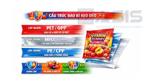 Cấu trúc bao bì kẹo dẻo phù hợp