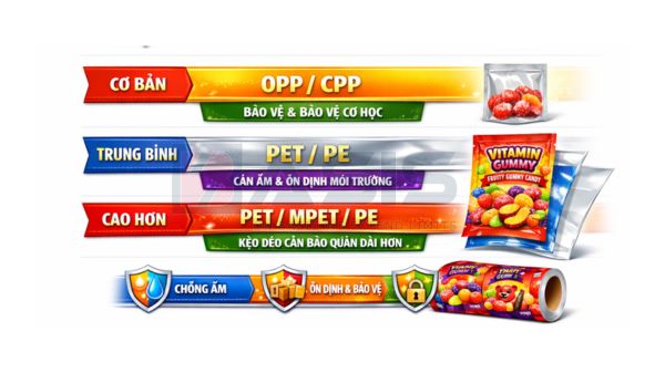 Lựa chọn cấu trúc bao bì kẹo dẻo theo từng trường hợp