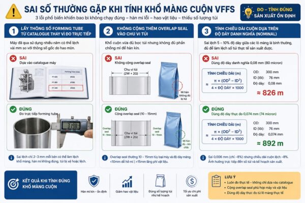 Sai số thường gặp khi tính khổ màng cuộn